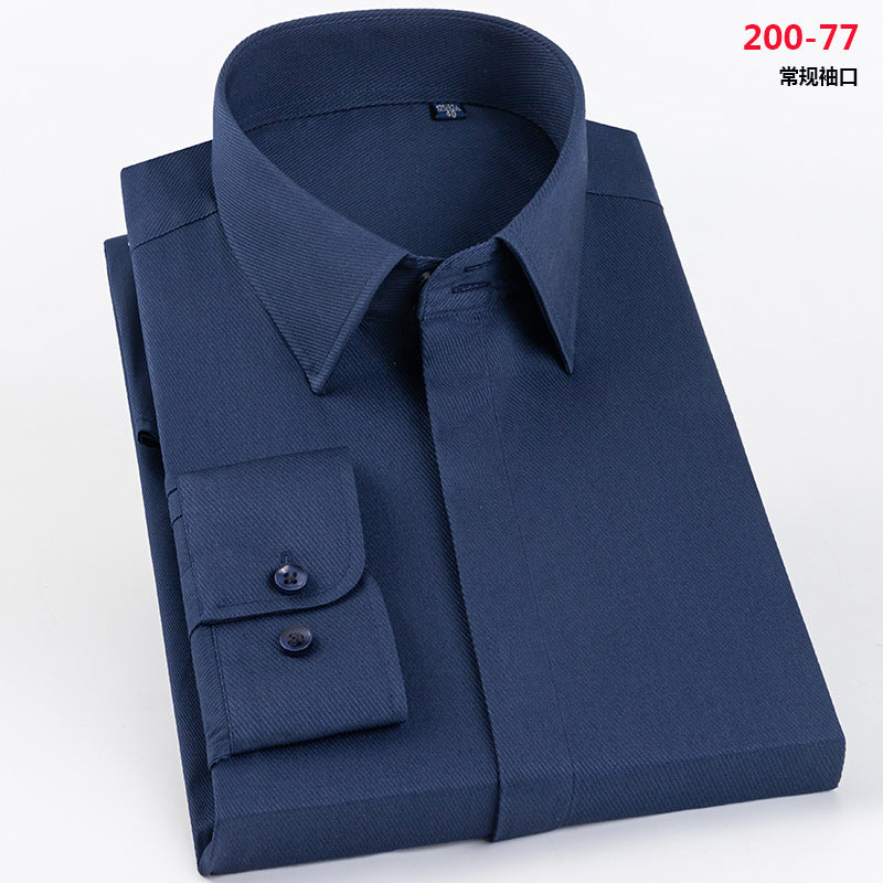 Men's French Cufflinks Shirt Business Formal Dress Sleeve Studs Solid Color Non-ironing Double Stacked Sleeve Hidden Button Shirt Slim-fit Korean Style