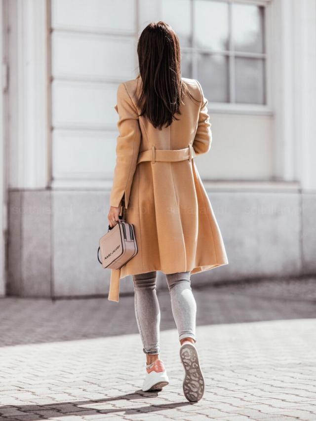 2026 Autumn/Winter European and American New Cross-Border Women's Clothing Amazon Woolen Coat Solid Color Tie-Up Mid-Length Woolen Jacket