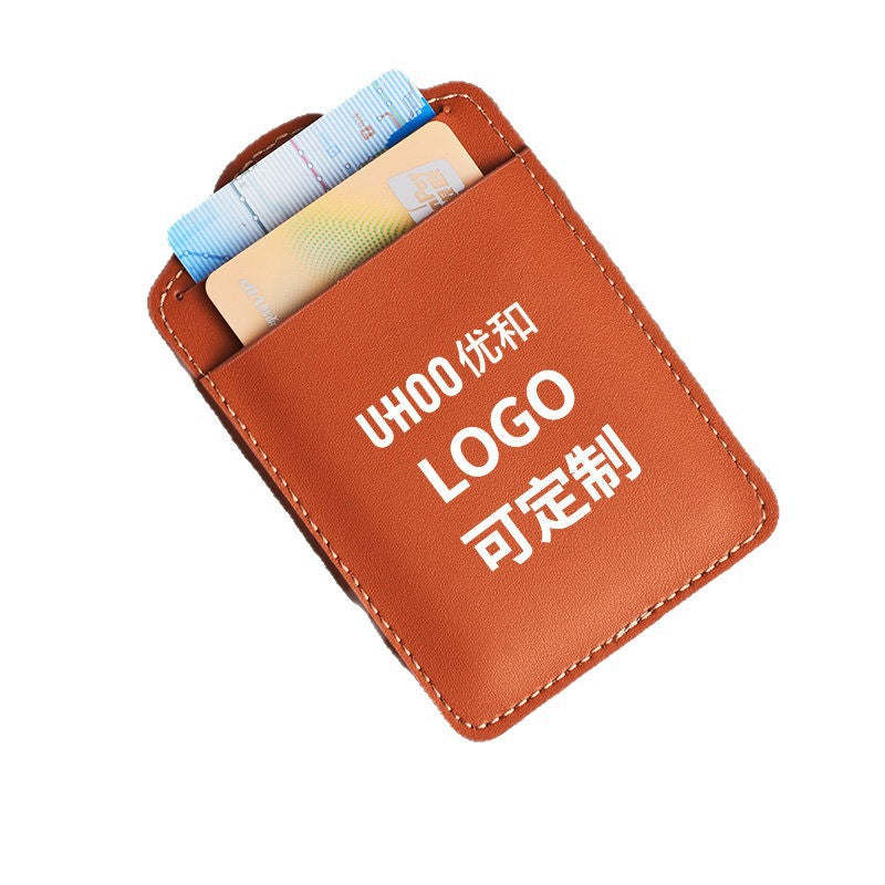 Genuine Leather Card Holder with Single Transparent Window for Work Id, Printed Work Badge, Dual Card Slots, Business Name Tag, Employee Badge, Leather Card Holder