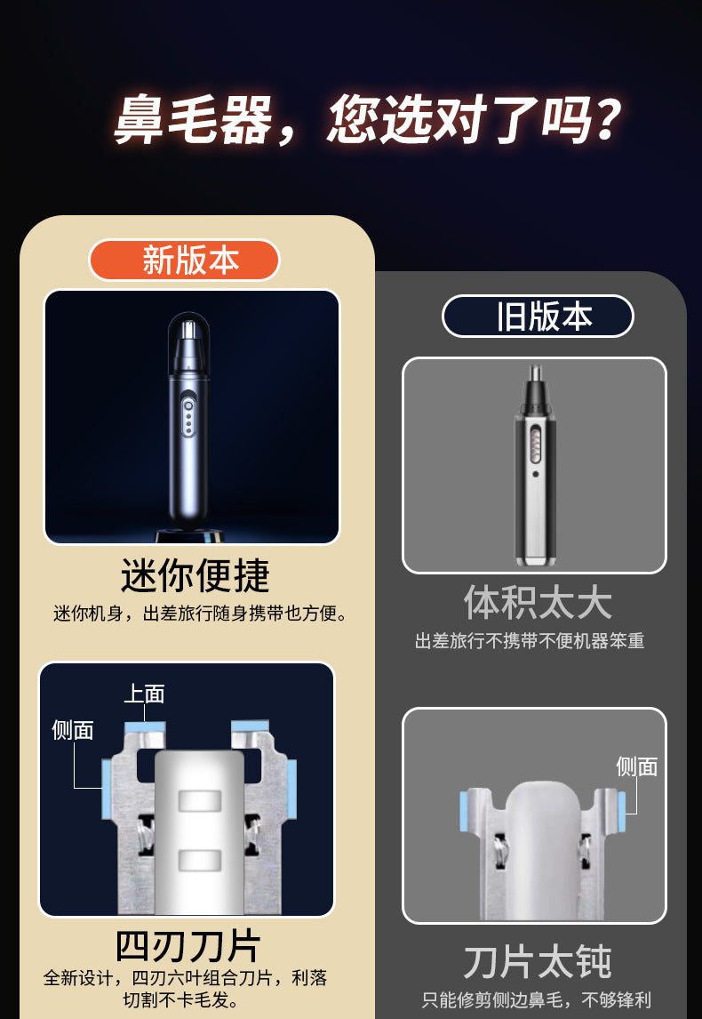 Manufacturers supply electric nose hair trimmer men's rechargeable nose hair trimmer to clean the nostril nose hair repairer