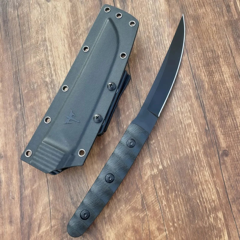 Outdoor survival straight knife self-defense wilderness survival tactics, outdoor multi-purpose knife with K sheath