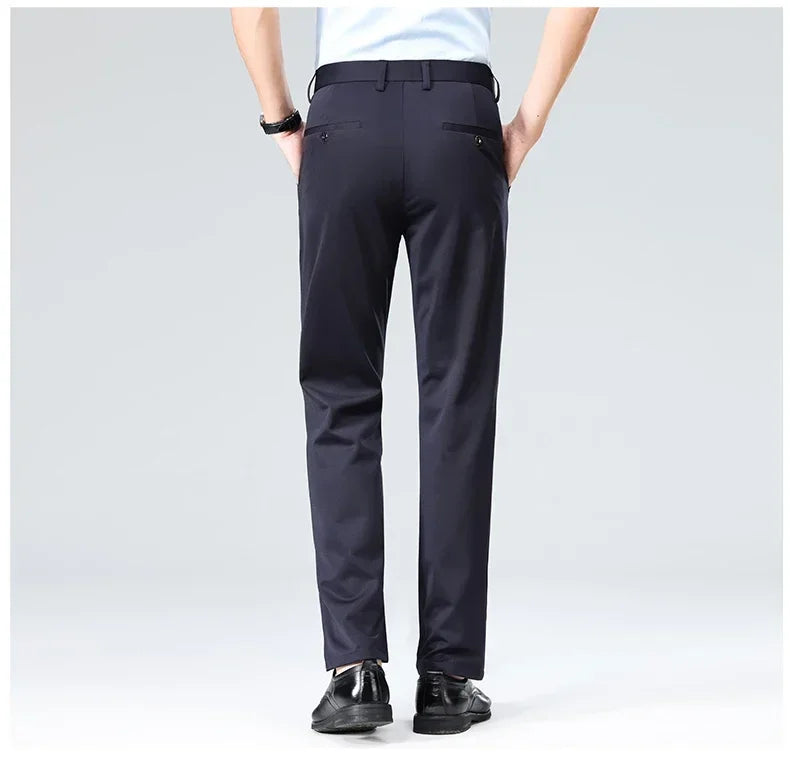 Spring Summer Thin Trousers Men Formal Dress Suit Pants Work Pants Quality Business Casual Pants Black Wine Red Long Pants