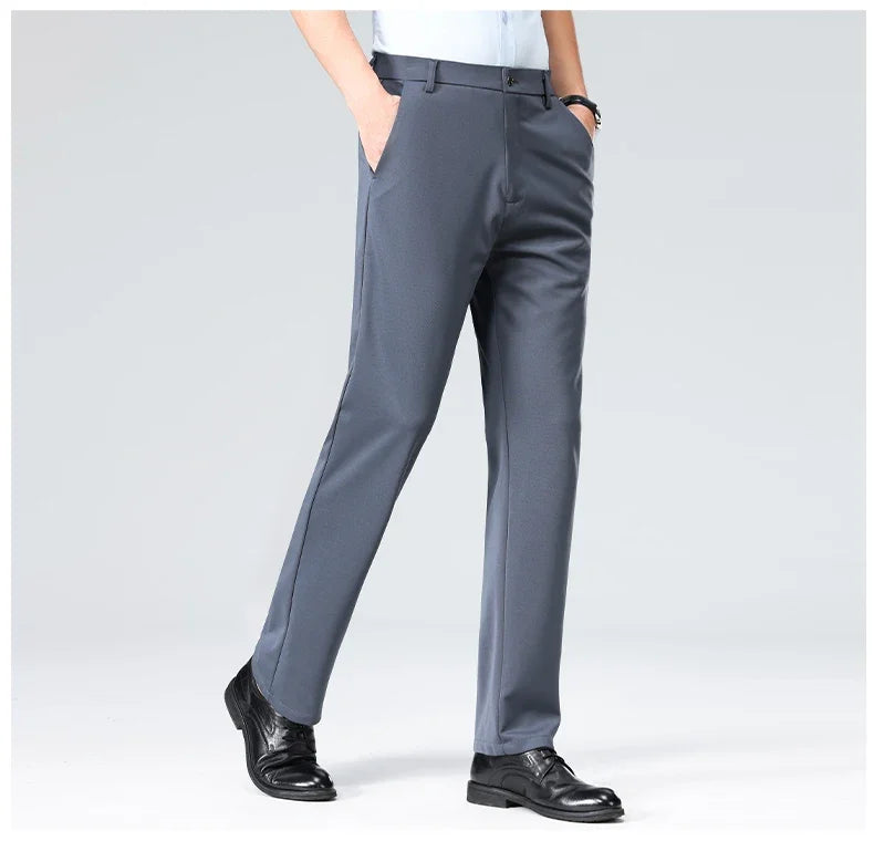 Spring Summer Thin Trousers Men Formal Dress Suit Pants Work Pants Quality Business Casual Pants Black Wine Red Long Pants
