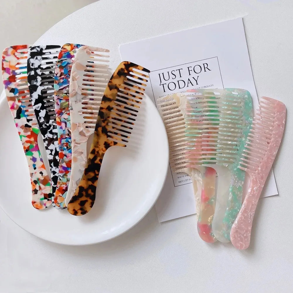 Acetate Hair Combs Wide Teeth Anti-static Massage Hair Brush Hairdressing Colorful Hairdress Traveling Accessories Salon Styling
