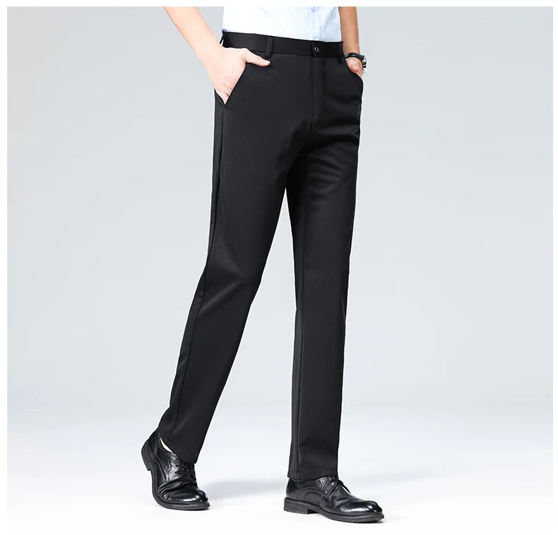 Spring Summer Thin Trousers Men Formal Dress Suit Pants Work Pants Quality Business Casual Pants Black Wine Red Long Pants