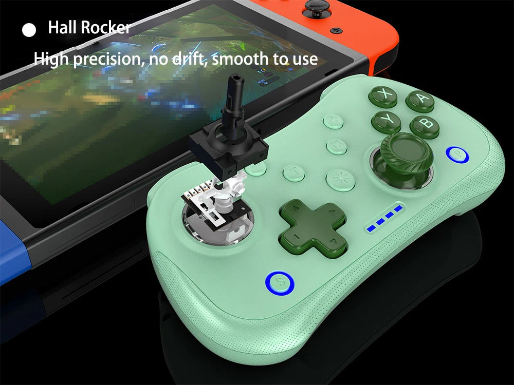 Multi-Functional Wireless Game MINI Gamepad for Switch with RGB Lights and Hall Rocker,Support Burst Function
