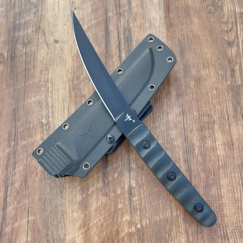 Outdoor survival straight knife self-defense wilderness survival tactics, outdoor multi-purpose knife with K sheath