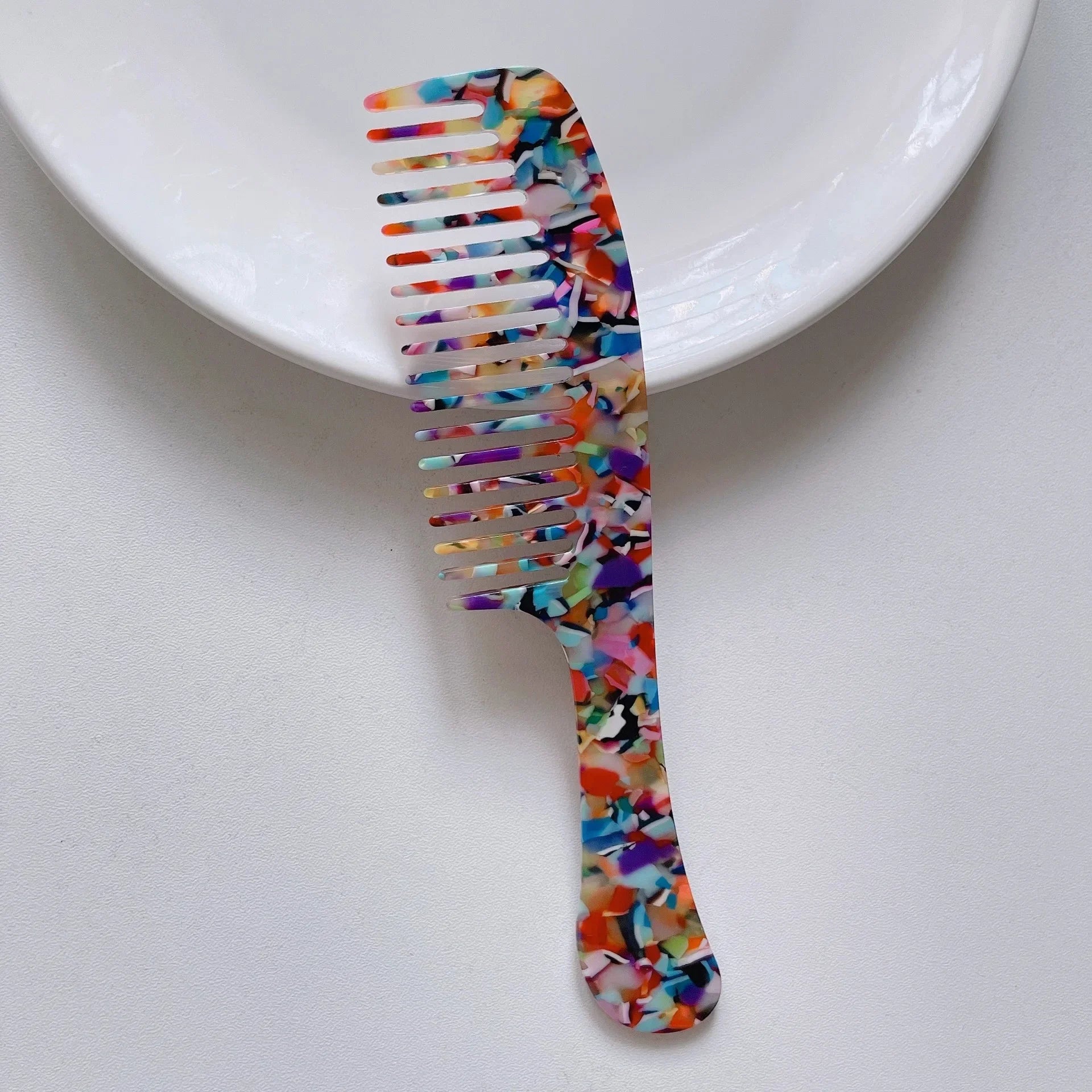 Acetate Hair Combs Wide Teeth Anti-static Massage Hair Brush Hairdressing Colorful Hairdress Traveling Accessories Salon Styling