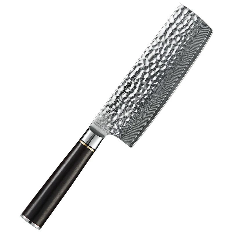 Kitchen Knife 6.8'' Nakiri Knife Japanese Damascus Steel Butcher Meat Cleaver Vegetable Knives Cooking Cutter Ebony Handle