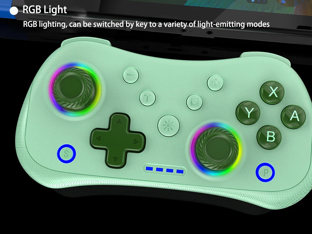 Multi-Functional Wireless Game MINI Gamepad for Switch with RGB Lights and Hall Rocker,Support Burst Function
