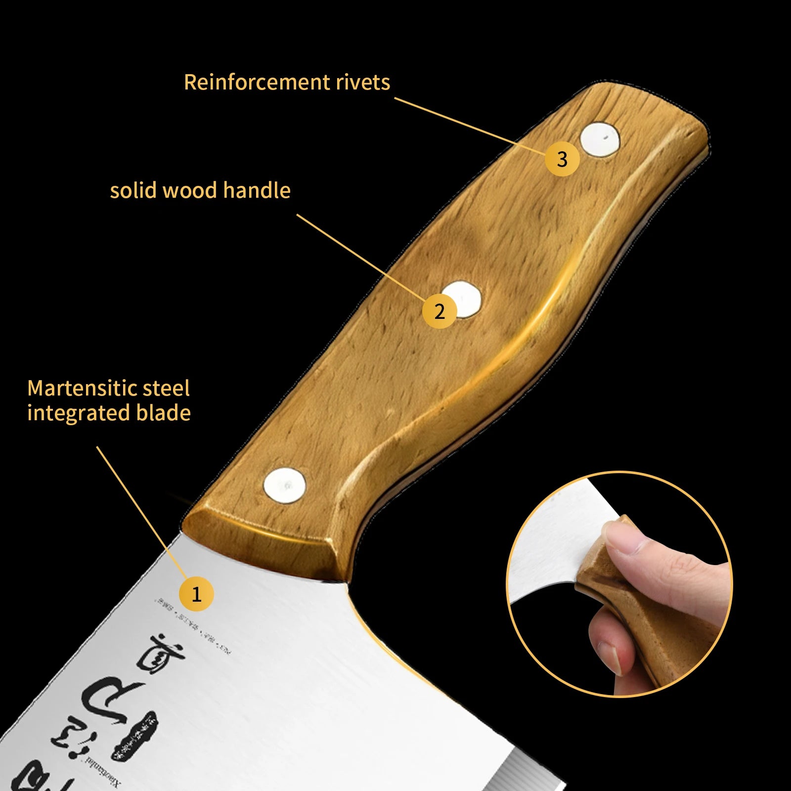 Kitchen knife,Stainless steel Wooden handle Kitchen Knives, Multi-functional Slicing knife Chef Meat Knife Kitchen Cooking tools