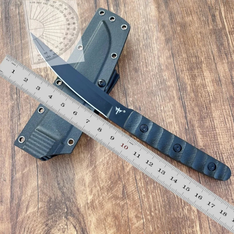 Outdoor survival straight knife self-defense wilderness survival tactics, outdoor multi-purpose knife with K sheath