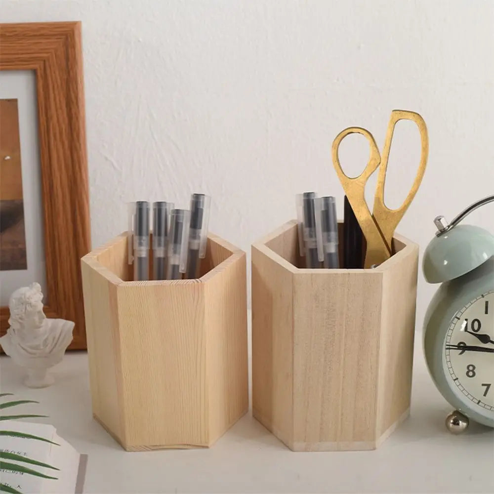 Desktop Storage Wooden Pen Holders Multifunctional Large Capacity Pencil Organizer Wooden INS Style Pen Holder Box