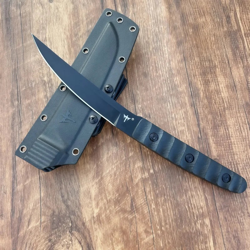 Outdoor survival straight knife self-defense wilderness survival tactics, outdoor multi-purpose knife with K sheath