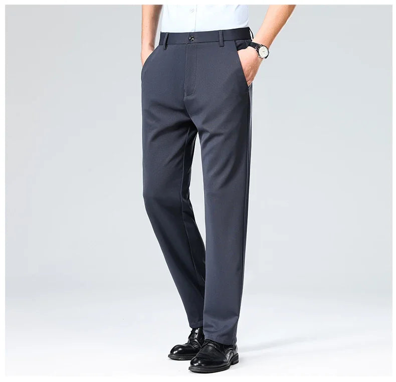 Spring Summer Thin Trousers Men Formal Dress Suit Pants Work Pants Quality Business Casual Pants Black Wine Red Long Pants