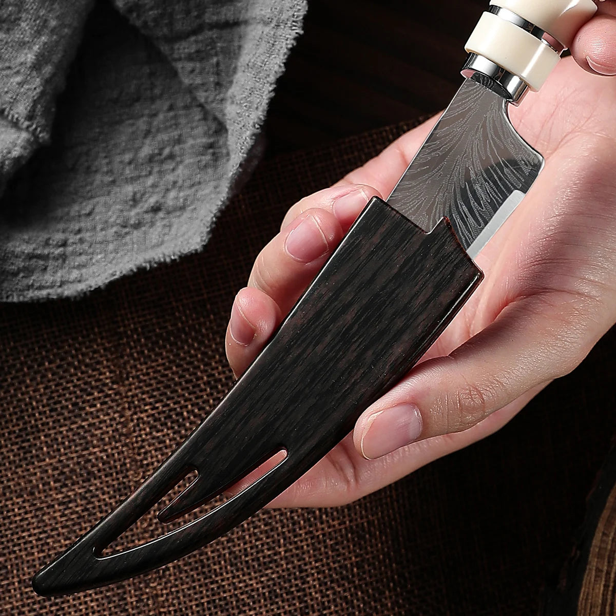 Boning knife with sharp curved blade for Kitchen High hardness forging Damascus texture knife Sharp fruit knife