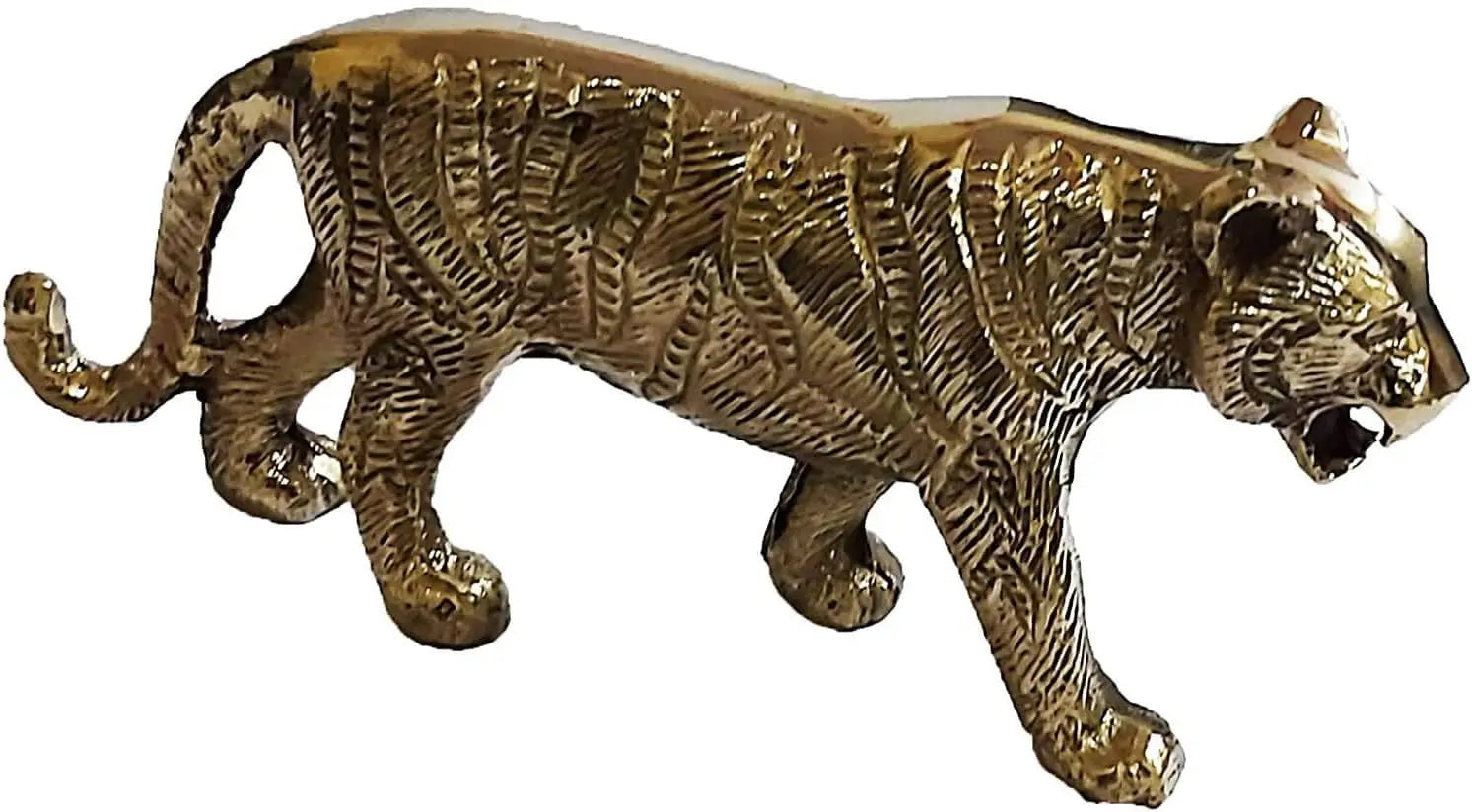 Handcrafted 9-Inch Brass Tiger Sculpture Art Deco Wildlife Figurine for Home Decor and Collectibles