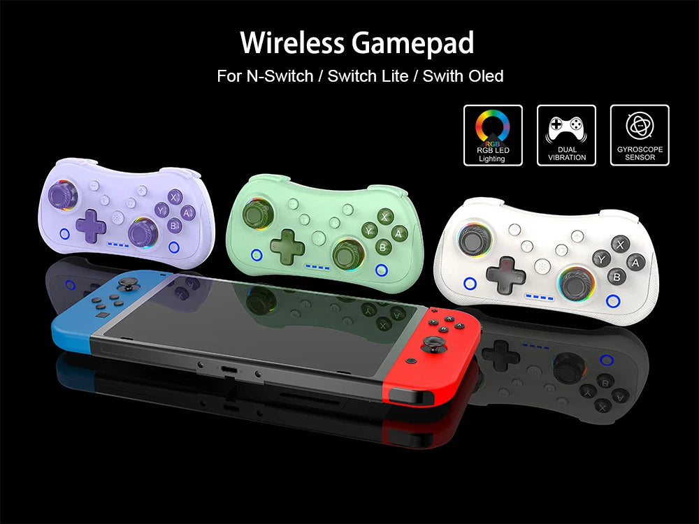 Multi-Functional Wireless Game MINI Gamepad for Switch with RGB Lights and Hall Rocker,Support Burst Function