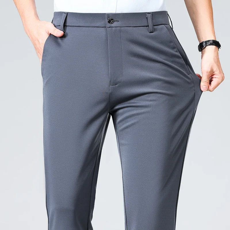 Spring Summer Thin Trousers Men Formal Dress Suit Pants Work Pants Quality Business Casual Pants Black Wine Red Long Pants
