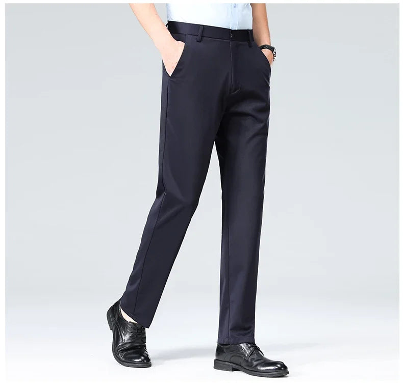Spring Summer Thin Trousers Men Formal Dress Suit Pants Work Pants Quality Business Casual Pants Black Wine Red Long Pants
