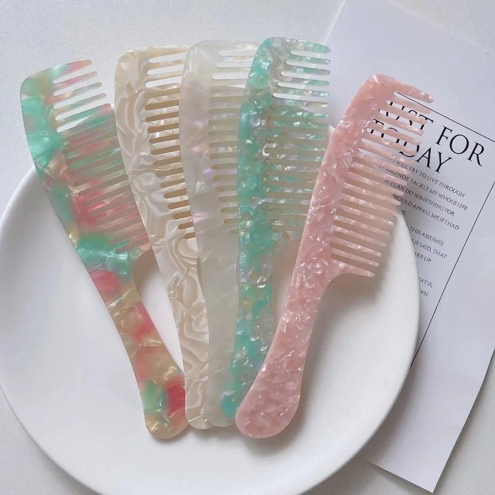 Acetate Hair Combs Wide Teeth Anti-static Massage Hair Brush Hairdressing Colorful Hairdress Traveling Accessories Salon Styling