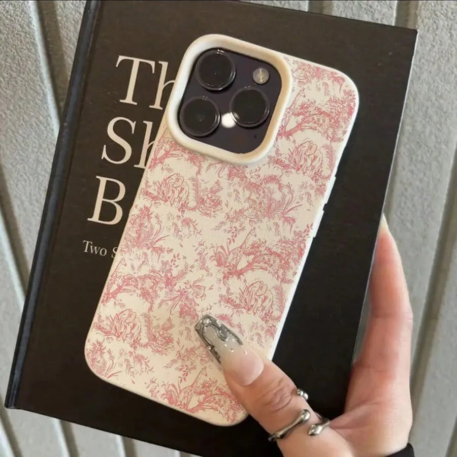 Pink Floral Lichee Pattern For IPhone 17 17Air 16 15 14 13 12 11 Pro Max Case Silicone Cover For IPhone 16 15 14 Plus Case