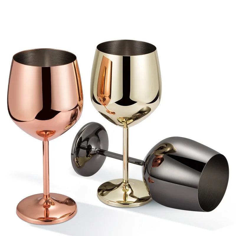500ML Stainless Steel Red Wine Cocktail Glass Unbreakable Metal Tall Champagne Glass KTV Bar Goblet European style wine glass