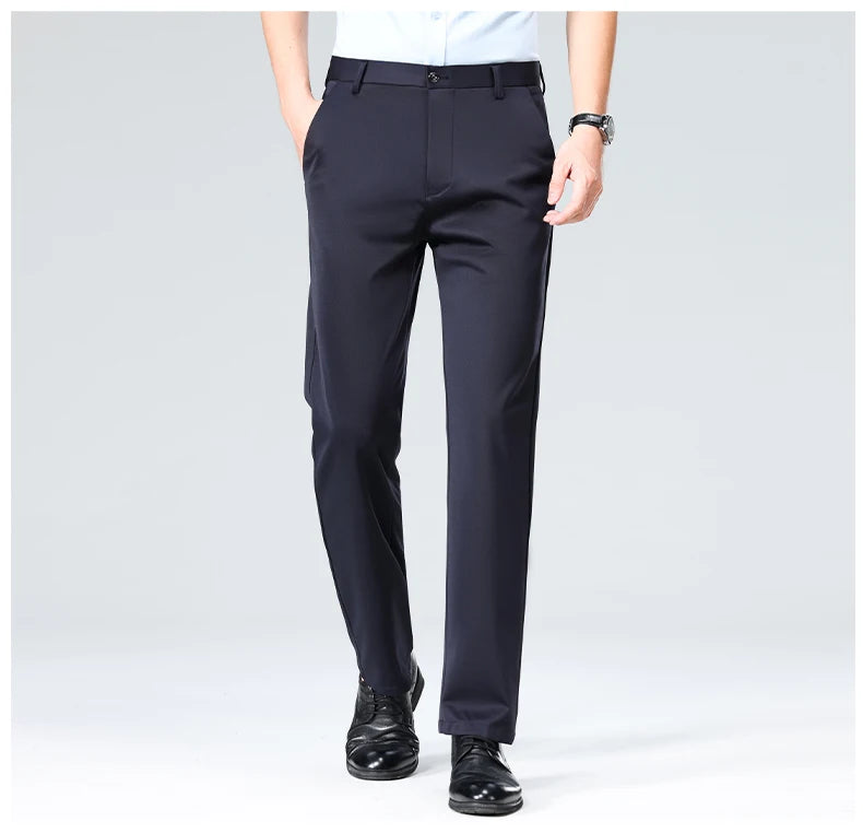 Spring Summer Thin Trousers Men Formal Dress Suit Pants Work Pants Quality Business Casual Pants Black Wine Red Long Pants