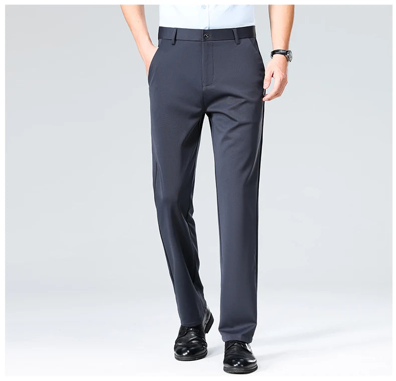 Spring Summer Thin Trousers Men Formal Dress Suit Pants Work Pants Quality Business Casual Pants Black Wine Red Long Pants