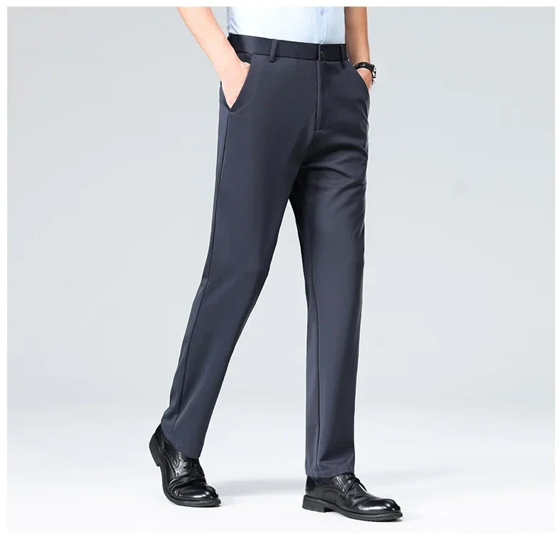 Spring Summer Thin Trousers Men Formal Dress Suit Pants Work Pants Quality Business Casual Pants Black Wine Red Long Pants