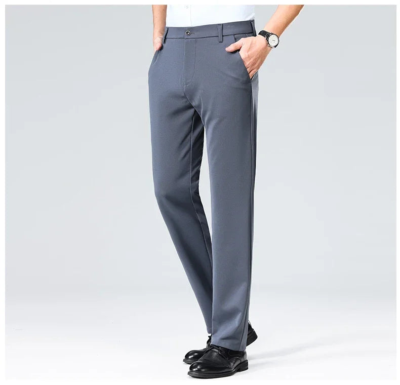 Spring Summer Thin Trousers Men Formal Dress Suit Pants Work Pants Quality Business Casual Pants Black Wine Red Long Pants