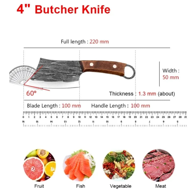 Cleaver Knife Slicing Fish Meat Vegetables Boning Butcher Knife Stainless Steel Wooden Handle Kitchen Knives Chef Cooking Knifes
