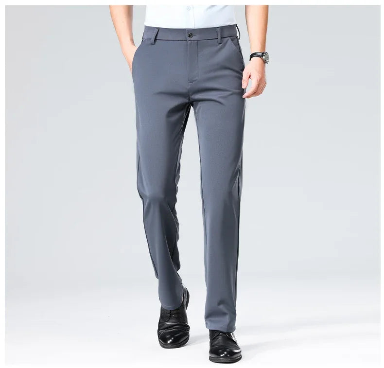 Spring Summer Thin Trousers Men Formal Dress Suit Pants Work Pants Quality Business Casual Pants Black Wine Red Long Pants