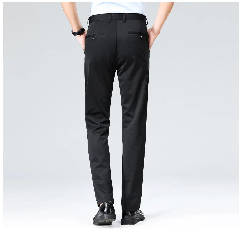 Spring Summer Thin Trousers Men Formal Dress Suit Pants Work Pants Quality Business Casual Pants Black Wine Red Long Pants