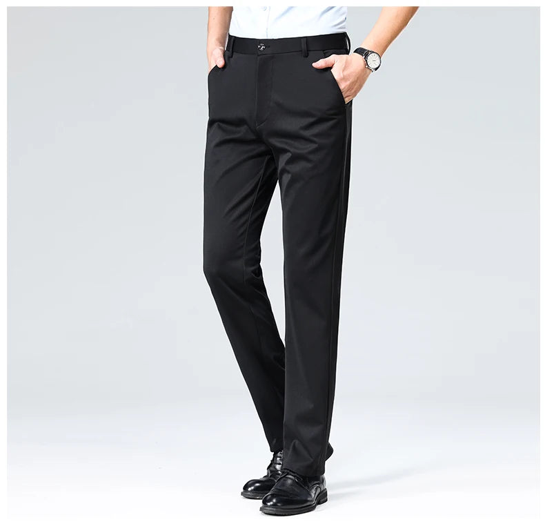 Spring Summer Thin Trousers Men Formal Dress Suit Pants Work Pants Quality Business Casual Pants Black Wine Red Long Pants