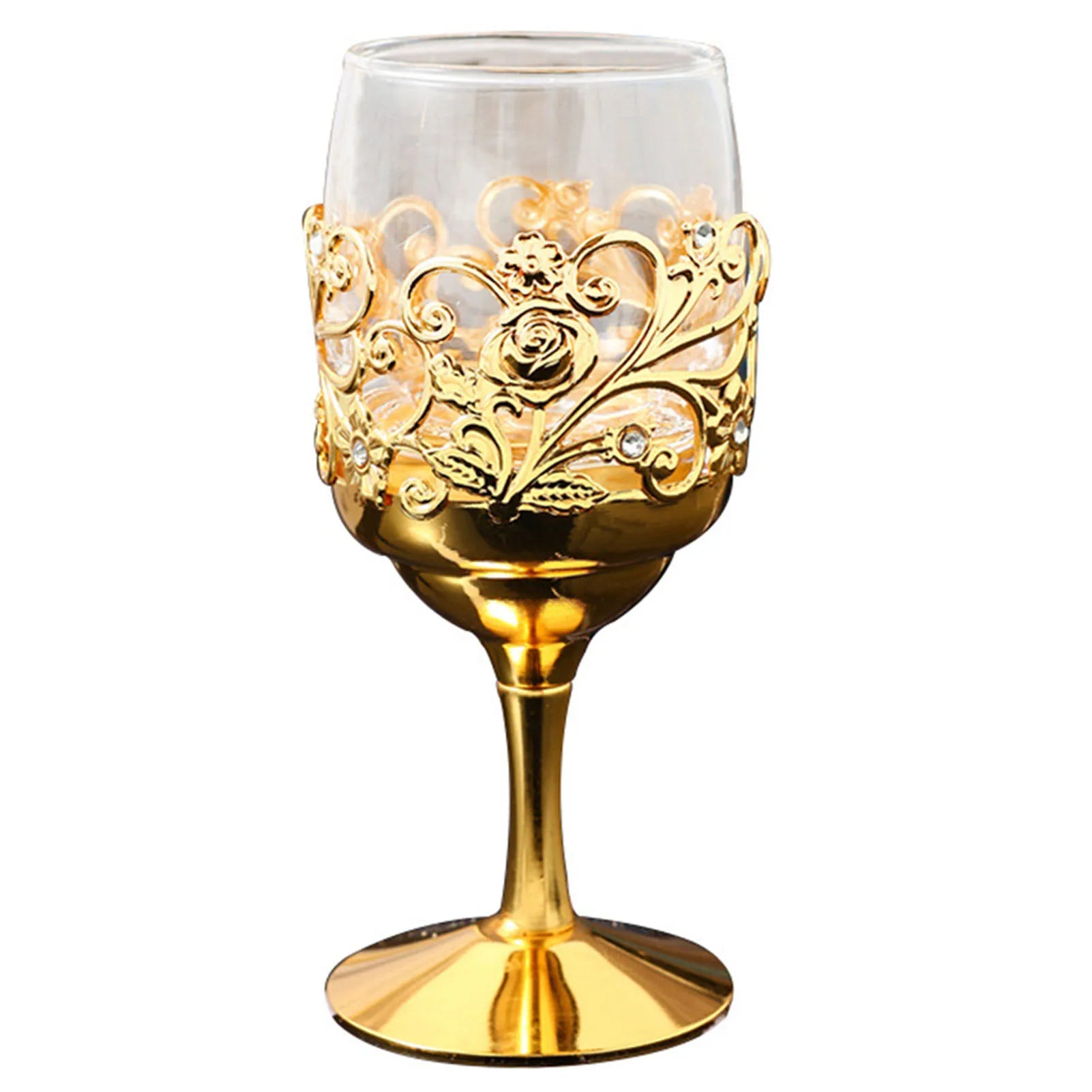 Golden Goblet Wine Glass Vintage European Wine Glass Goblet for Party Gathering Wedding Use Christmas Decoration Utensils