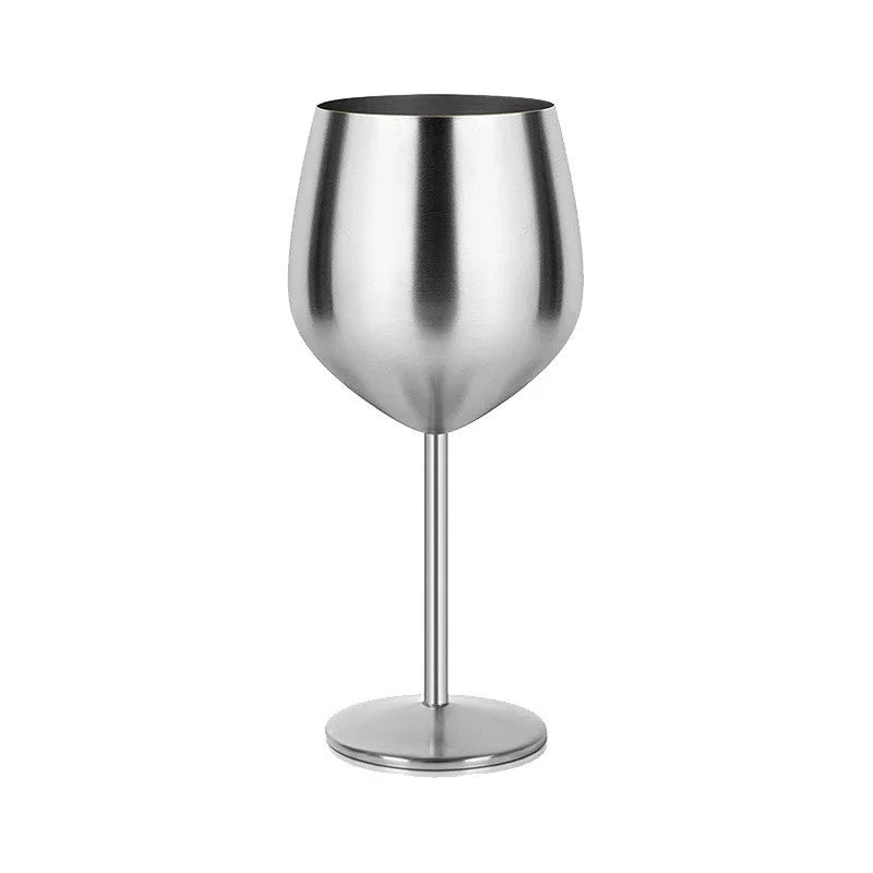 500ML Stainless Steel Red Wine Cocktail Glass Unbreakable Metal Tall Champagne Glass KTV Bar Goblet European style wine glass