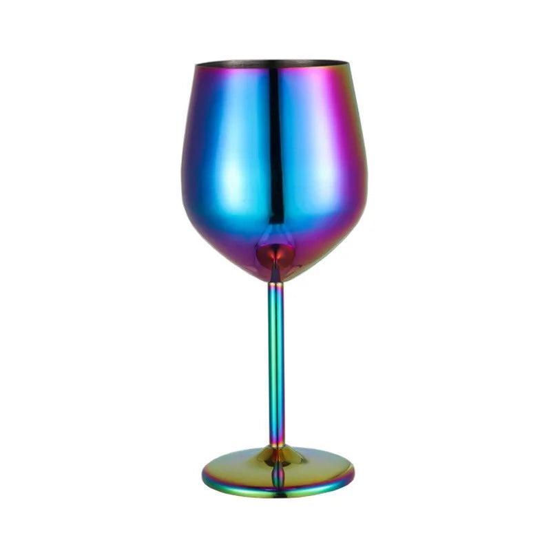 500ML Stainless Steel Red Wine Cocktail Glass Unbreakable Metal Tall Champagne Glass KTV Bar Goblet European style wine glass