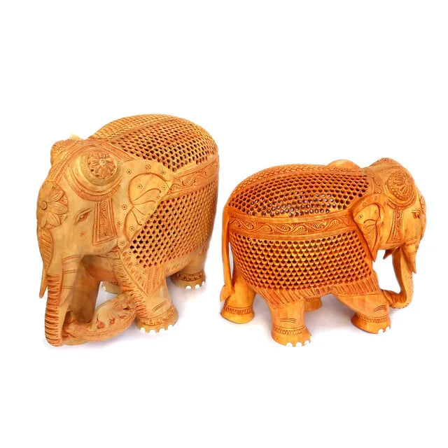 Factory Hot Sale Supplier Big Elephant Statue 10" and 12" Resin Carved Antique Undercut Design Figurine India Home Decor